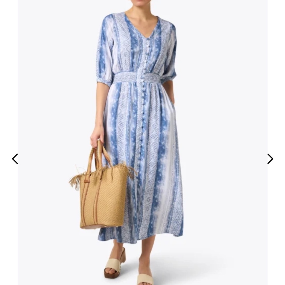 Walker and Wade Blue Patterned Maxi Dress size small 100% rayon